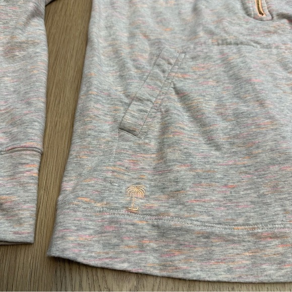Lilly Pulitzer Grey and Orange Quarter Zip Polo Sweatshirt size M - Picture 6 of 9